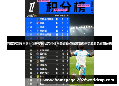 劳塔罗对阵里昂世俱杯赛场状态评估与关键看点前瞻表现走势及胜负影响分析 劳塔罗对阵里昂世俱杯赛场状态评估与关键看点前瞻表现走势及胜负影响分析