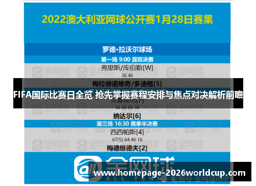 FIFA国际比赛日全览 抢先掌握赛程安排与焦点对决解析前瞻