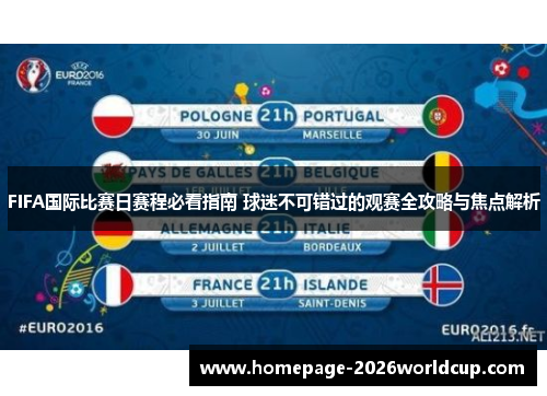 FIFA国际比赛日赛程必看指南 球迷不可错过的观赛全攻略与焦点解析 FIFA国际比赛日赛程必看指南 球迷不可错过的观赛全攻略与焦点解析